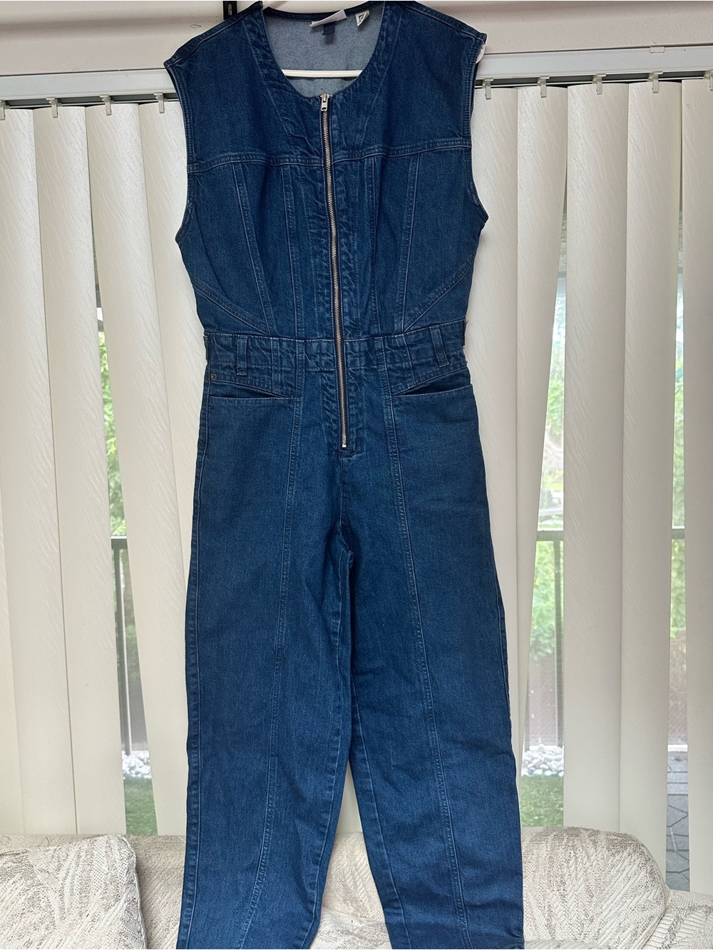 Universal Thread Dark Blue Denim Zip-Front Jumpsuit